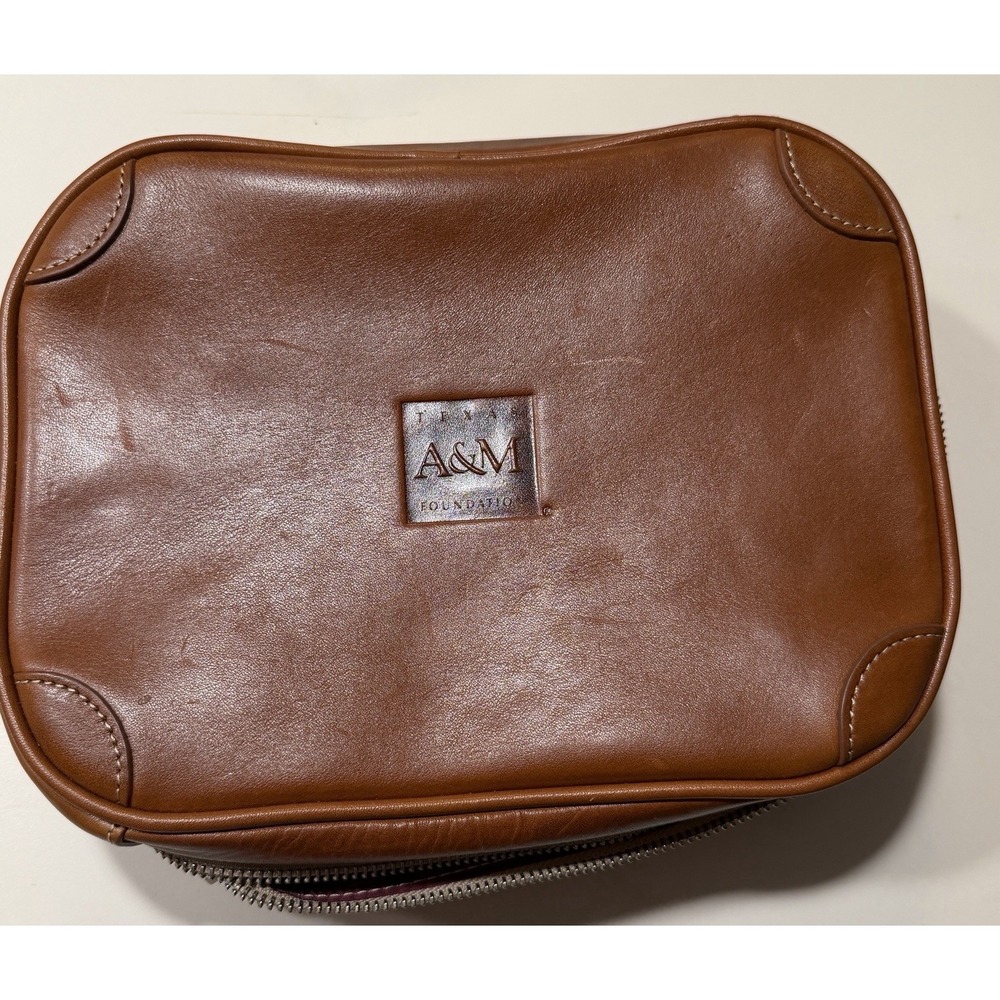Barrington Doppelt Shaving Leather Toiletry Bag Texas A&M University Reg $260